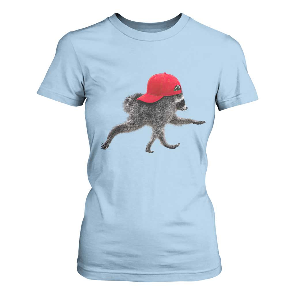 Funny Jimothy Raccoon Wearing Red Cap Graphic T Shirt For Women Viral Seattle Trash Panda Feral Legend