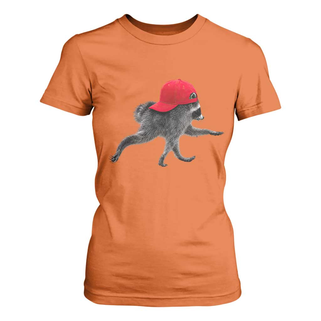 Funny Jimothy Raccoon Wearing Red Cap Graphic T Shirt For Women Viral Seattle Trash Panda Feral Legend