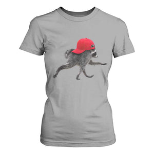 Funny Jimothy Raccoon Wearing Red Cap Graphic T Shirt For Women Viral Seattle Trash Panda Feral Legend