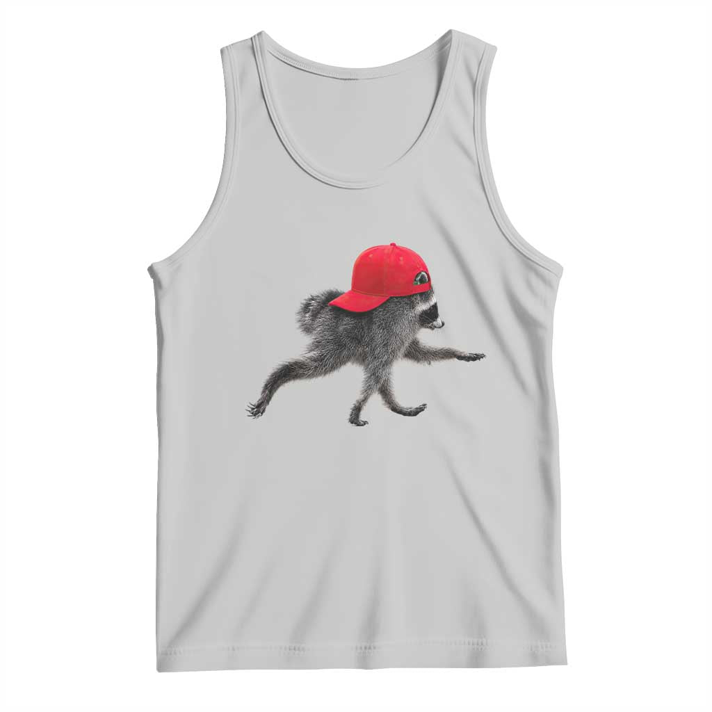 Funny Jimothy Raccoon Wearing Red Cap Graphic Tank Top Viral Seattle Trash Panda Feral Legend