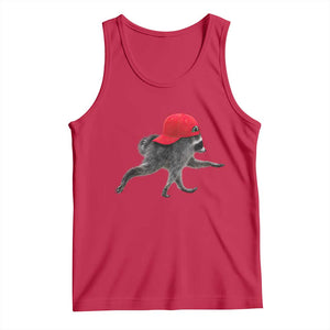 Funny Jimothy Raccoon Wearing Red Cap Graphic Tank Top Viral Seattle Trash Panda Feral Legend