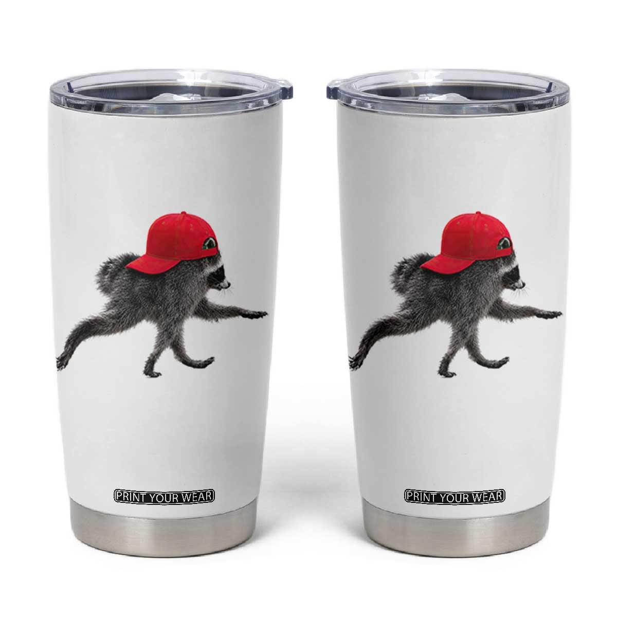 Funny Jimothy Raccoon Wearing Red Cap Graphic Tumbler Cup Viral Seattle Trash Panda Feral Legend TS02 White Print Your Wear