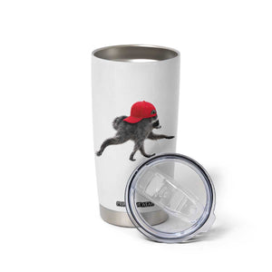 Funny Jimothy Raccoon Wearing Red Cap Graphic Tumbler Cup Viral Seattle Trash Panda Feral Legend