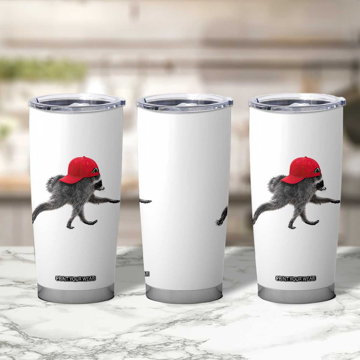 Funny Jimothy Raccoon Wearing Red Cap Graphic Tumbler Cup Viral Seattle Trash Panda Feral Legend