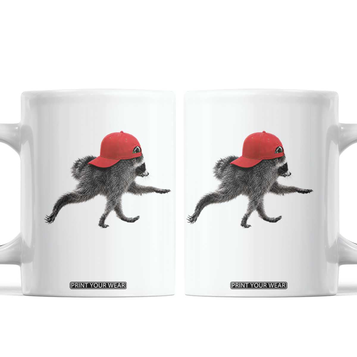 Funny Jimothy Raccoon Wearing Red Cap Graphic Coffee Mug Viral Seattle Trash Panda Feral Legend