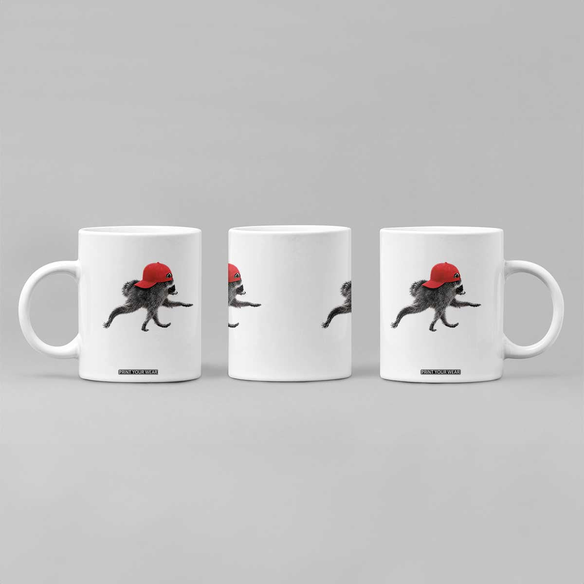 Funny Jimothy Raccoon Wearing Red Cap Graphic Coffee Mug Viral Seattle Trash Panda Feral Legend