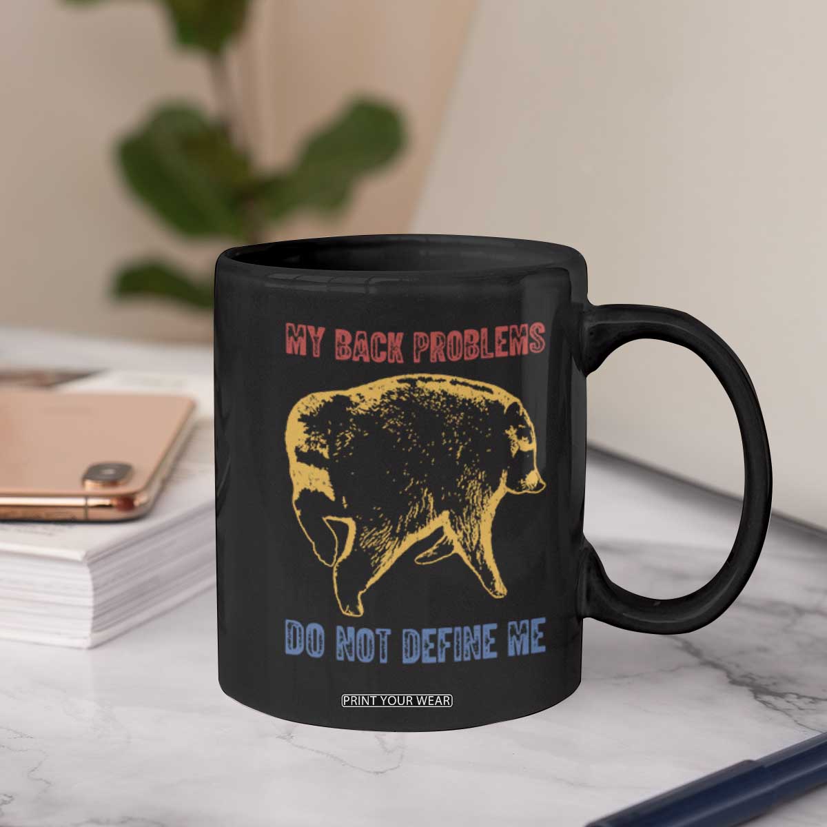 Funny Jimothy Meme Back Pain Humor Coffee Mug My Back Problems Do Not Define Me Viral Seattle Raccoon