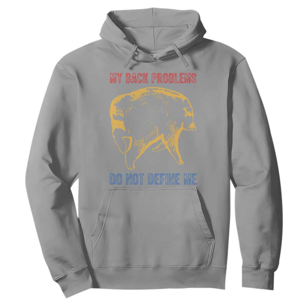Funny Jimothy Meme Back Pain Humor Hoodie My Back Problems Do Not Define Me Viral Seattle Raccoon