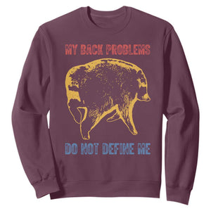 Funny Jimothy Meme Back Pain Humor Sweatshirt My Back Problems Do Not Define Me Viral Seattle Raccoon