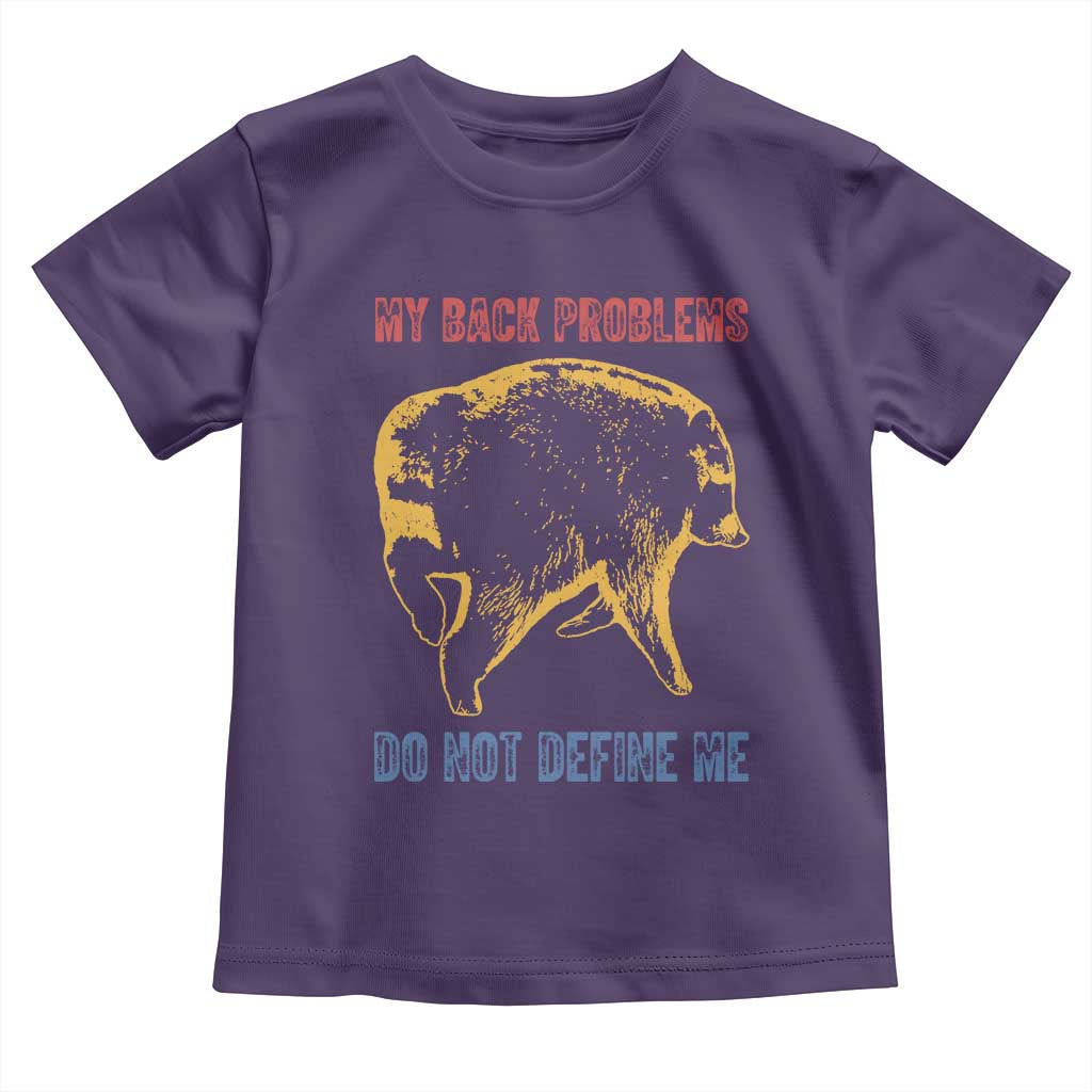 Funny Jimothy Meme Back Pain Humor Toddler T Shirt My Back Problems Do Not Define Me Viral Seattle Raccoon