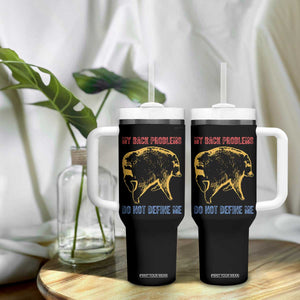 Funny Jimothy Meme Back Pain Humor Tumbler With Handle My Back Problems Do Not Define Me Viral Seattle Raccoon
