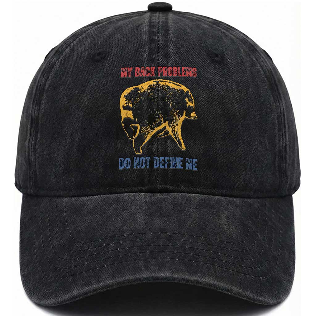 Funny Jimothy Meme Back Pain Humor Washed Cotton Baseball Cap My Back Problems Do Not Define Me Viral Seattle Raccoon