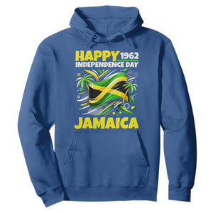Happy Jamaican Independence Day 1962 Graphic Hoodie Jamaica Waving Flag and Palm Trees Caribbean Pride