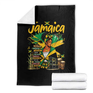 Proud Jamaican Queen Jamaica Roots Heritage Throw Blanket Doctor Bird and Island Landmarks Graphic
