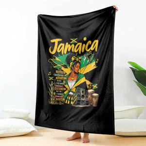 Proud Jamaican Queen Jamaica Roots Heritage Throw Blanket Doctor Bird and Island Landmarks Graphic