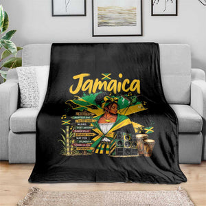 Proud Jamaican Queen Jamaica Roots Heritage Throw Blanket Doctor Bird and Island Landmarks Graphic