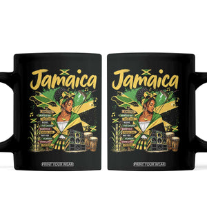 Proud Jamaican Queen Jamaica Roots Heritage Coffee Mug Doctor Bird and Island Landmarks Graphic