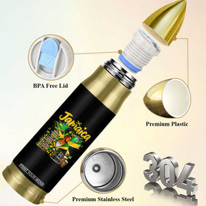 Proud Jamaican Queen Jamaica Roots Heritage Bullet Tumbler Doctor Bird and Island Landmarks Graphic