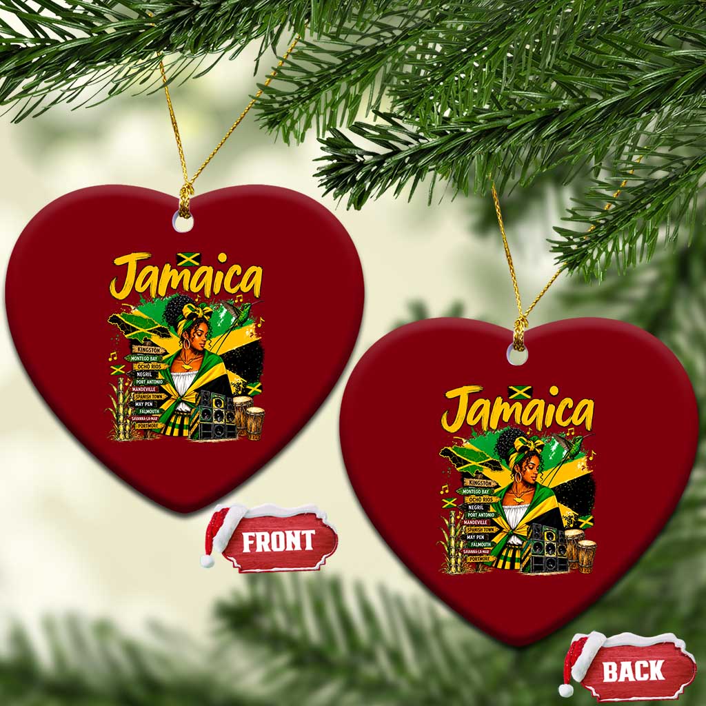 Proud Jamaican Queen Jamaica Roots Heritage Ceramic Ornament Doctor Bird and Island Landmarks Graphic
