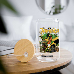 Proud Jamaican Queen Jamaica Roots Heritage Glass Can Doctor Bird and Island Landmarks Graphic