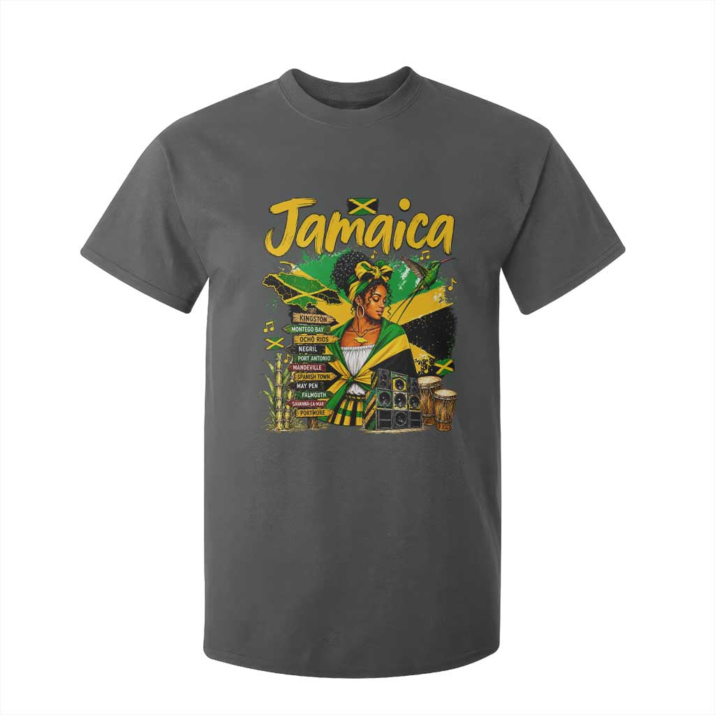 Proud Jamaican Queen Jamaica Roots Heritage T Shirt For Kid Doctor Bird and Island Landmarks Graphic