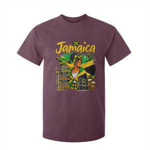 Proud Jamaican Queen Jamaica Roots Heritage T Shirt For Kid Doctor Bird and Island Landmarks Graphic