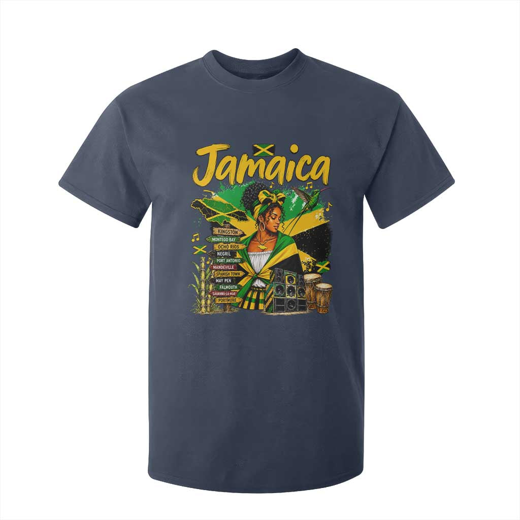 Proud Jamaican Queen Jamaica Roots Heritage T Shirt For Kid Doctor Bird and Island Landmarks Graphic