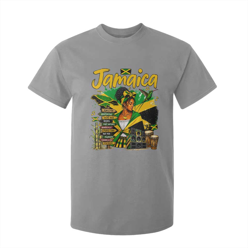 Proud Jamaican Queen Jamaica Roots Heritage T Shirt For Kid Doctor Bird and Island Landmarks Graphic
