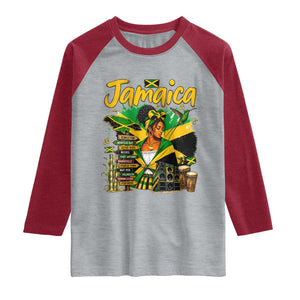Proud Jamaican Queen Jamaica Roots Heritage Raglan Shirt Doctor Bird and Island Landmarks Graphic