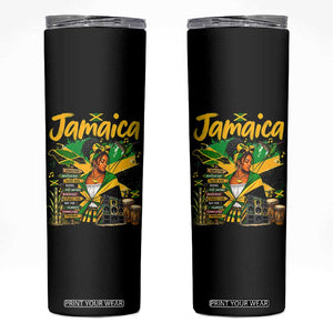 Proud Jamaican Queen Jamaica Roots Heritage Skinny Tumbler Doctor Bird and Island Landmarks Graphic