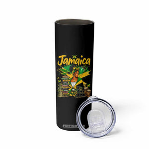 Proud Jamaican Queen Jamaica Roots Heritage Skinny Tumbler Doctor Bird and Island Landmarks Graphic