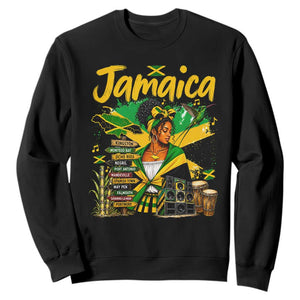 Proud Jamaican Queen Jamaica Roots Heritage Sweatshirt Doctor Bird and Island Landmarks Graphic
