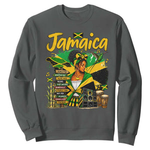 Proud Jamaican Queen Jamaica Roots Heritage Sweatshirt Doctor Bird and Island Landmarks Graphic