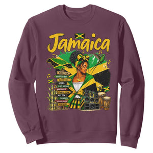 Proud Jamaican Queen Jamaica Roots Heritage Sweatshirt Doctor Bird and Island Landmarks Graphic