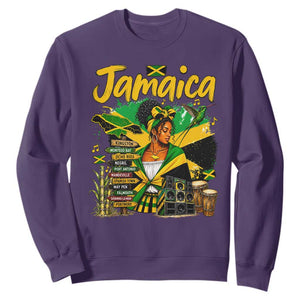 Proud Jamaican Queen Jamaica Roots Heritage Sweatshirt Doctor Bird and Island Landmarks Graphic