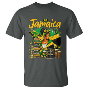 Proud Jamaican Queen Jamaica Roots Heritage T Shirt Doctor Bird and Island Landmarks Graphic
