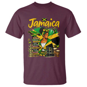 Proud Jamaican Queen Jamaica Roots Heritage T Shirt Doctor Bird and Island Landmarks Graphic