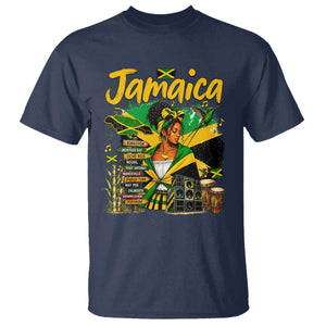 Proud Jamaican Queen Jamaica Roots Heritage T Shirt Doctor Bird and Island Landmarks Graphic
