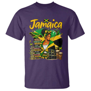 Proud Jamaican Queen Jamaica Roots Heritage T Shirt Doctor Bird and Island Landmarks Graphic