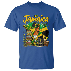 Proud Jamaican Queen Jamaica Roots Heritage T Shirt Doctor Bird and Island Landmarks Graphic