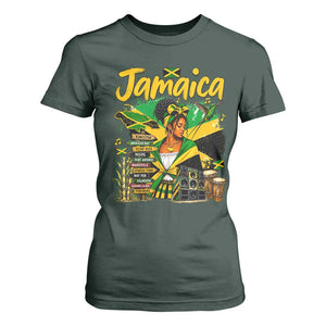Proud Jamaican Queen Jamaica Roots Heritage T Shirt For Women Doctor Bird and Island Landmarks Graphic