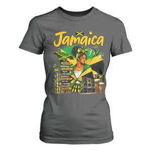 Proud Jamaican Queen Jamaica Roots Heritage T Shirt For Women Doctor Bird and Island Landmarks Graphic