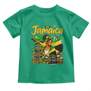 Proud Jamaican Queen Jamaica Roots Heritage Toddler T Shirt Doctor Bird and Island Landmarks Graphic