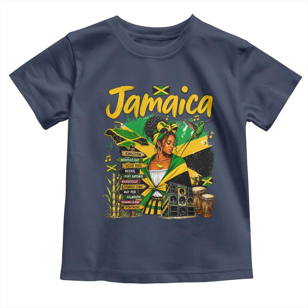 Proud Jamaican Queen Jamaica Roots Heritage Toddler T Shirt Doctor Bird and Island Landmarks Graphic