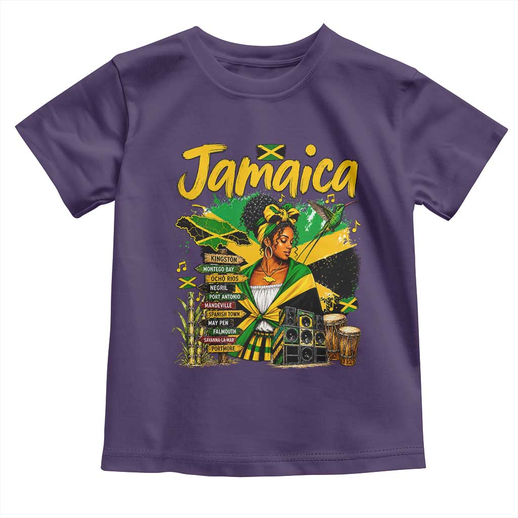 Proud Jamaican Queen Jamaica Roots Heritage Toddler T Shirt Doctor Bird and Island Landmarks Graphic