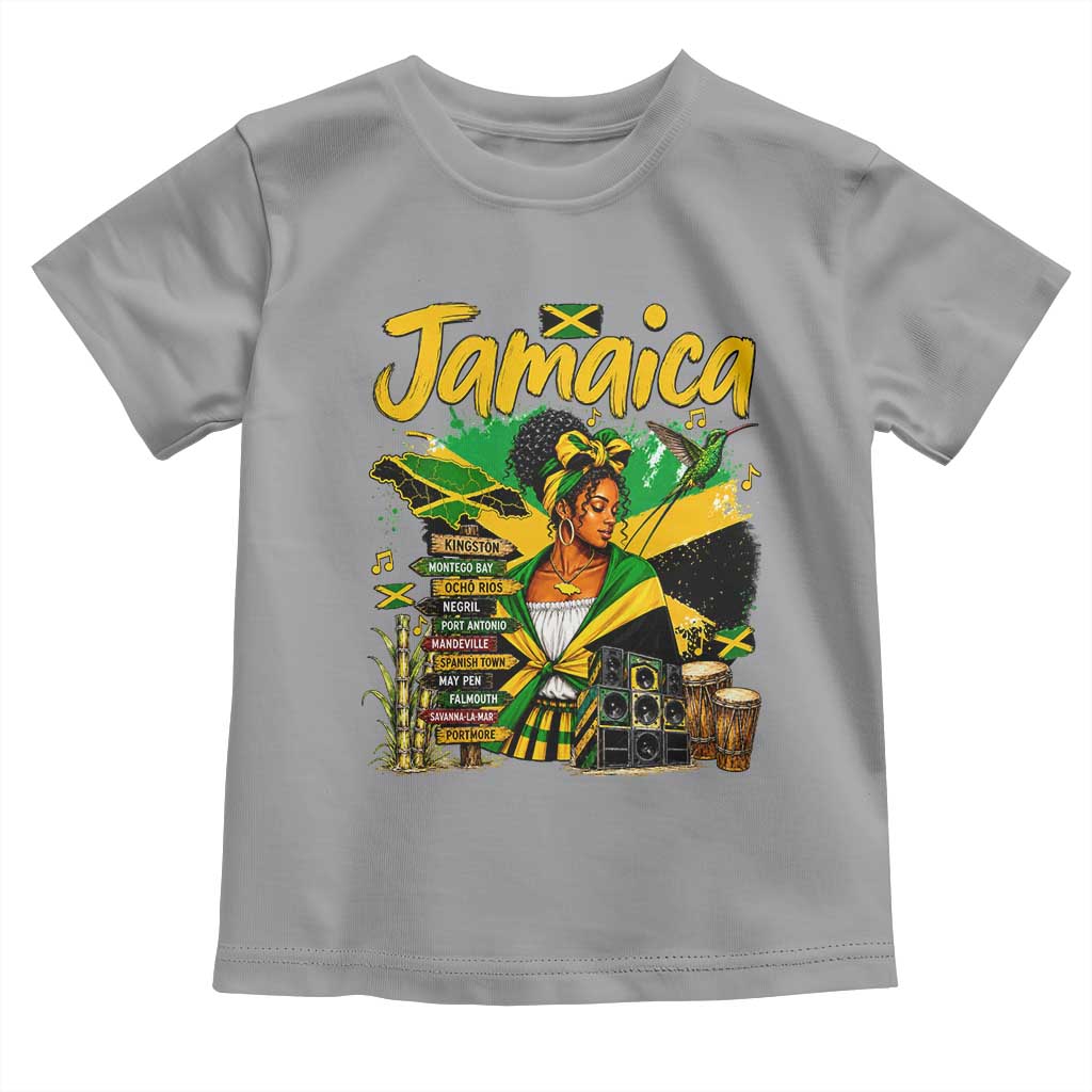 Proud Jamaican Queen Jamaica Roots Heritage Toddler T Shirt Doctor Bird and Island Landmarks Graphic