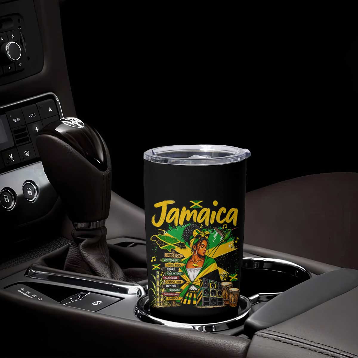 Proud Jamaican Queen Jamaica Roots Heritage Tumbler Cup Doctor Bird and Island Landmarks Graphic
