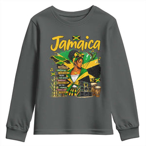 Proud Jamaican Queen Jamaica Roots Heritage Youth Sweatshirt Doctor Bird and Island Landmarks Graphic
