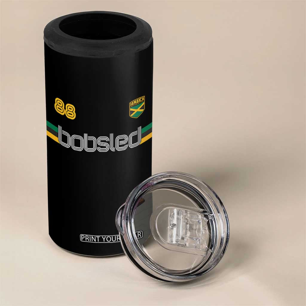 Jamaica Bobsled 1988 Sports Jersey Style 4 in 1 Can Cooler Tumbler Retro Winter Games Team Island Jamaican Pride