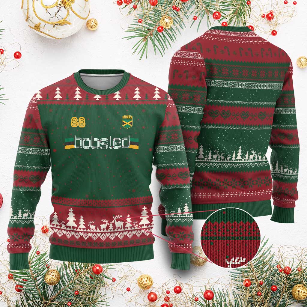 Jamaica Bobsled 1988 Sports Jersey Style Ugly Christmas Sweater Retro Winter Games Team Island Jamaican Pride